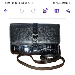 Brighton small crosbody. Black with silver hardware W18"x5: EUC